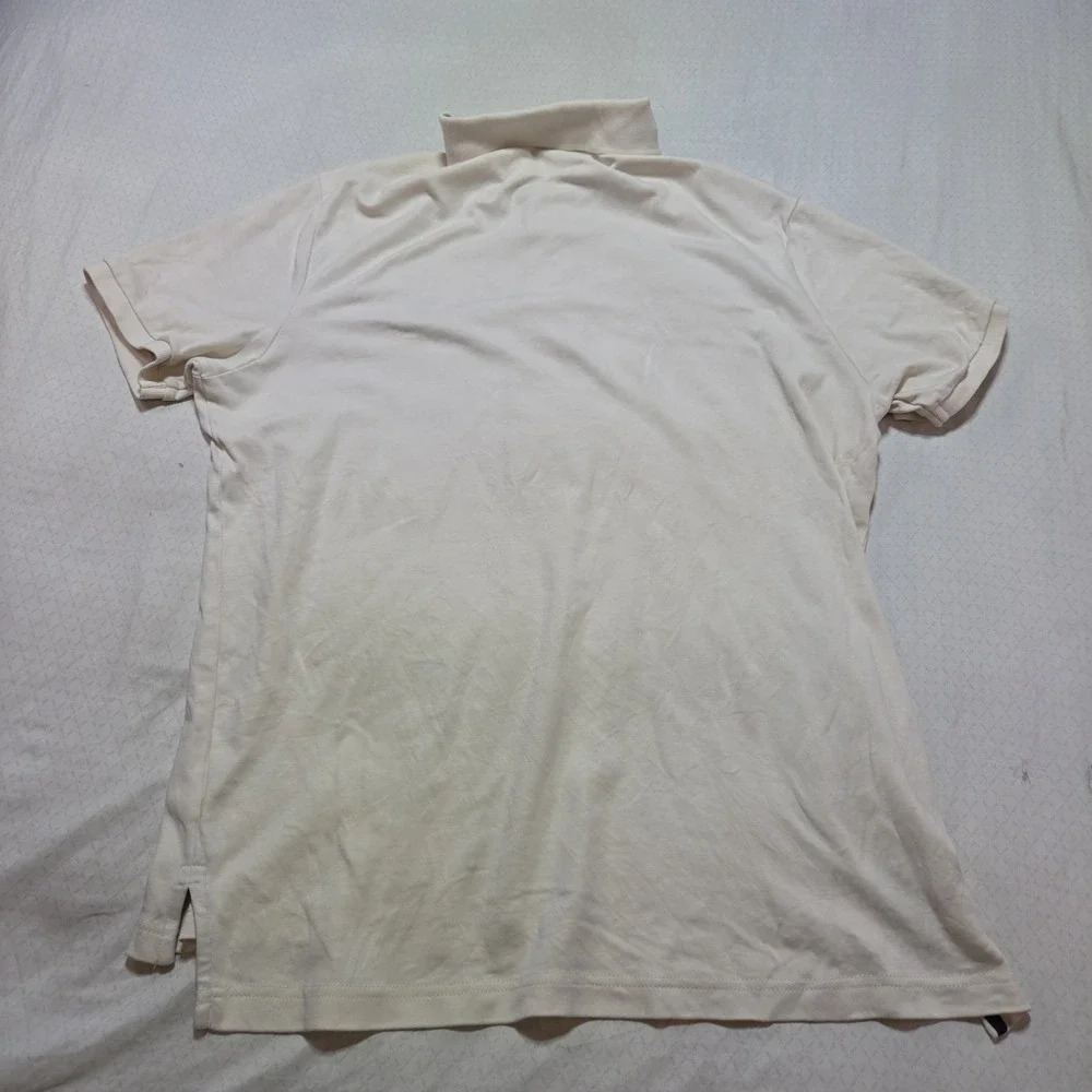 Polo Ralph Lauren Polo Shirt Men L Cream Short Sleeve Cotton Pique Pony Logo